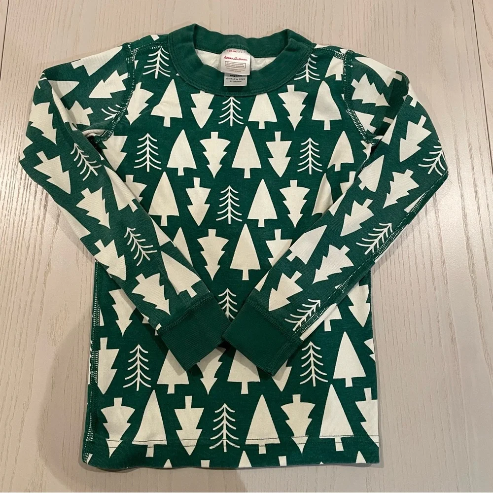 Hanna Andersson Holiday HannaJams Long John Pajama Set Winter Green Size 120 6 7